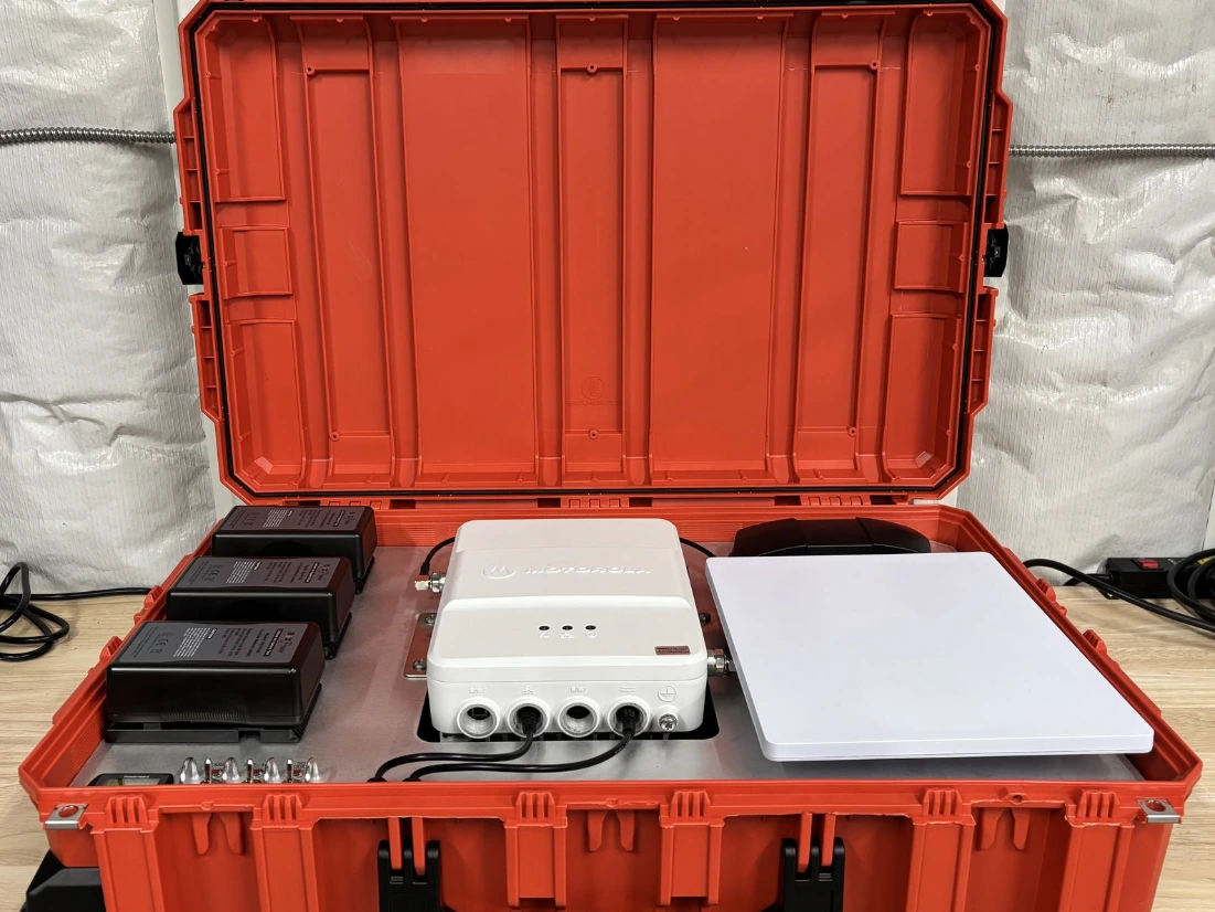 tactical starlink / starshield Sentinel with Starshield / Starlink Mini antenna, Motorola SLR-1000 repeater, 5G router, GPS, Wi-Fi, and battery up to 10 hours uptime