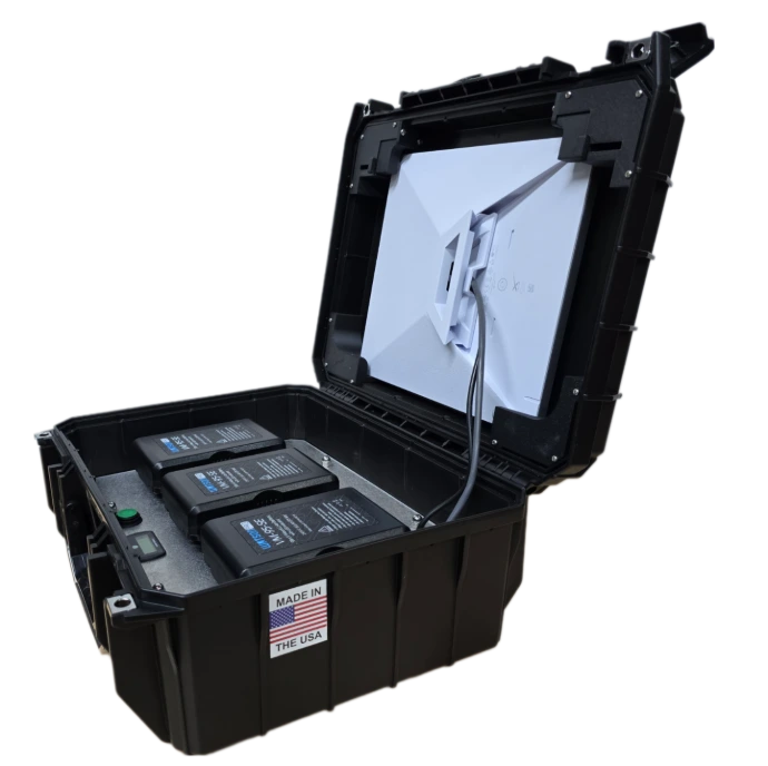 tactical starlink wanderer kit showing removable starlink mini and removable batteries